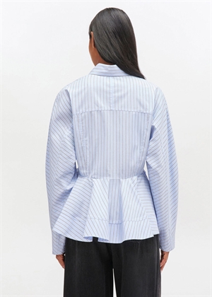 Stripe cotton peplum skjorte Lavender Lustre W0824 Ganni 